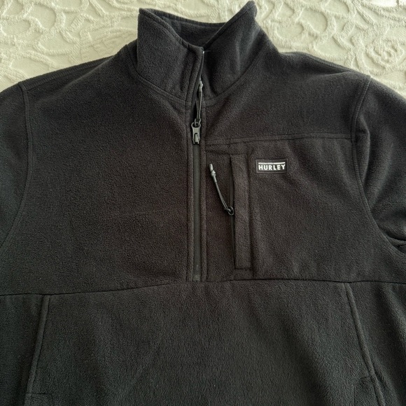 Hurley Black Quarter-Zip Fleece Pullover Jacket - Picture 2 of 6
